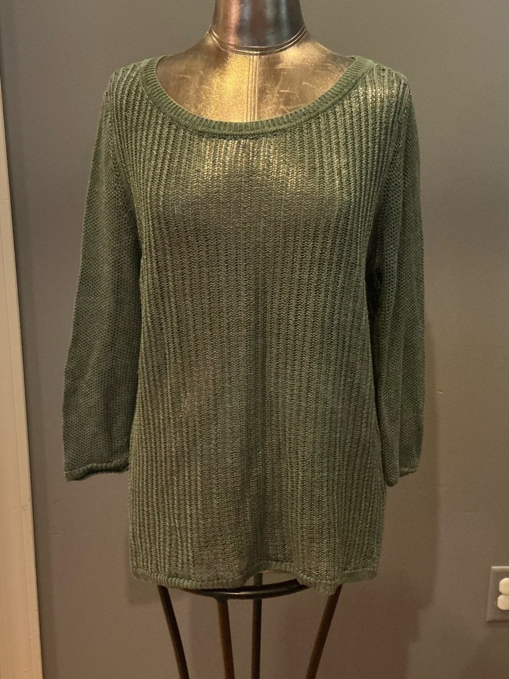 Talbots Sage Green Linen Sweater